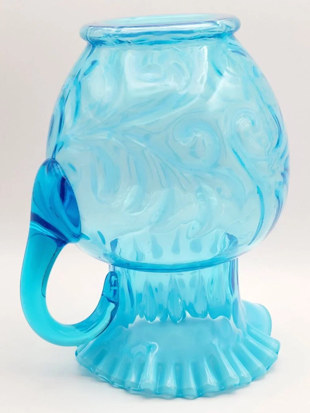 Fenton EAPG 1910 Blue Opalescent Buttons Braids Pitcher 9.25
